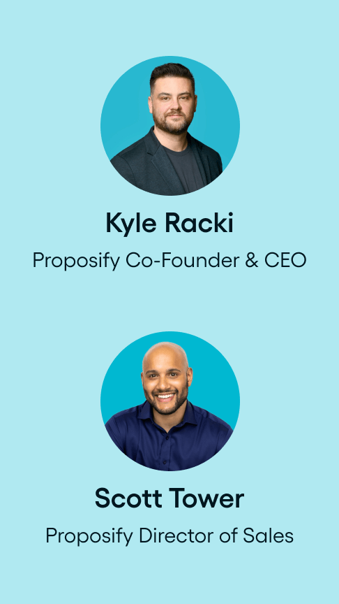 Profile photos of Kyle Racki, Proposify's Co-founder and CEO, and Scott Tower, Proposify's Director of Sales.